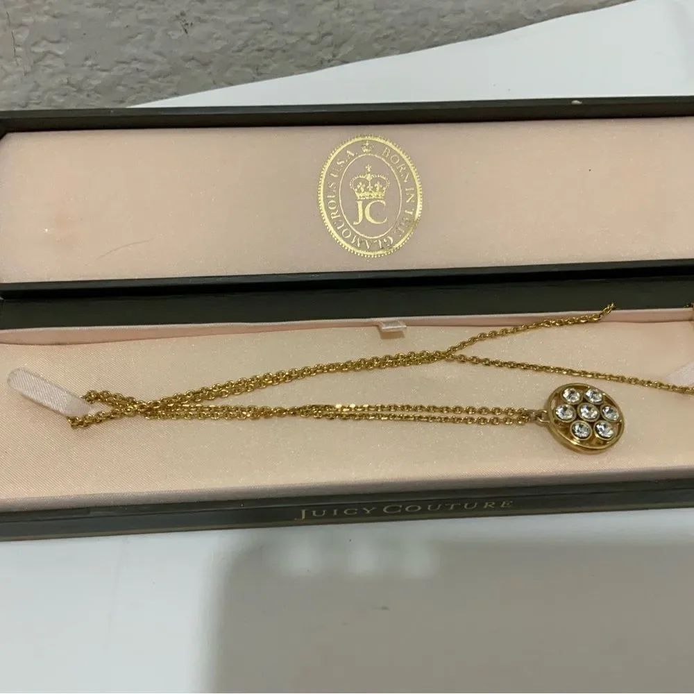 JUICY COUTURE Necklace Crystal Charm Pendant Long
